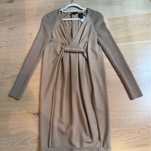 Donna Karan Tan Long Sleeve Dress